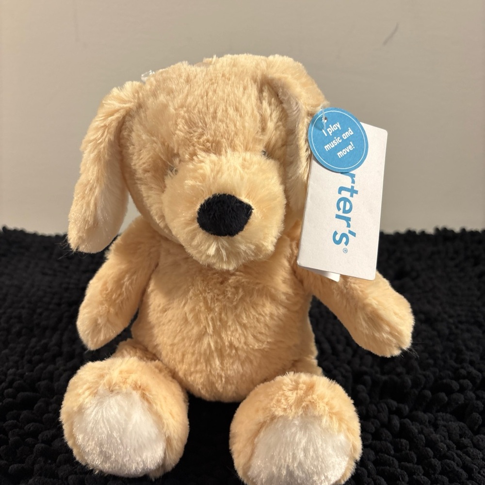 Carter's Cream Plush Puppy Toy windup NWT